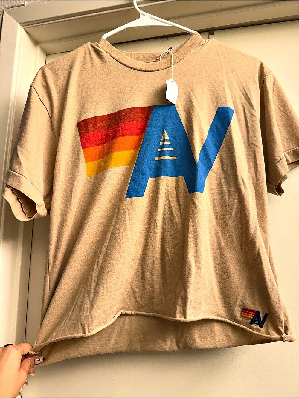 Aviator Nation Logo Boyfriend Tee Color Block Cotton Tee Size Medium